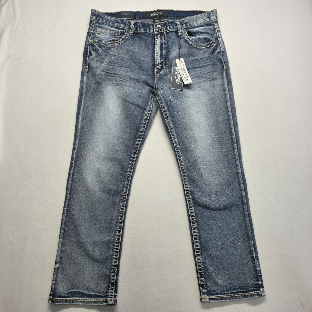 True Luck Men's Stretch Bootcut Denim Blue Jeans Size 38x30 NWT